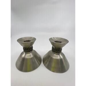 2 vtg MASTAD Pewter 101 Taper Candle Stick Holders Candlesticks Norway